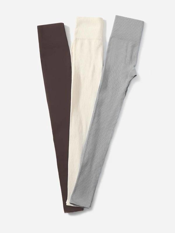 Women's High-Waist Gym Leggings – Seamless (Navy/White)