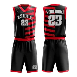 Men's Pro Basketball Jersey – Youth League Kit (Black/Red)